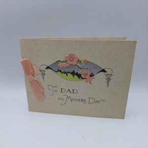Vintage To Dad on‎ Mothers Day Greeting Card with Ribbon Flower Design